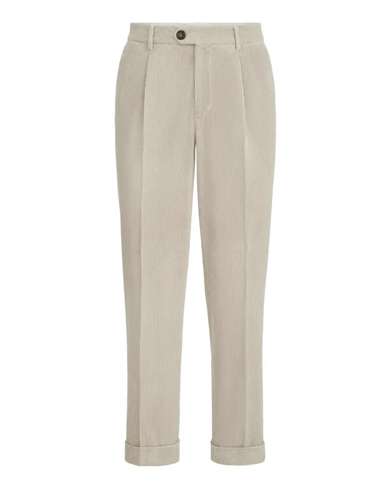 Brunello Cucinelli Kleidergefärbte Hose aus Baumwoll-Cord mit Falte - Nude Nude