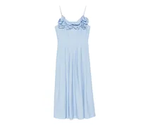 Gerüschtes Kleid mit Spaghettiträgern - Blau
