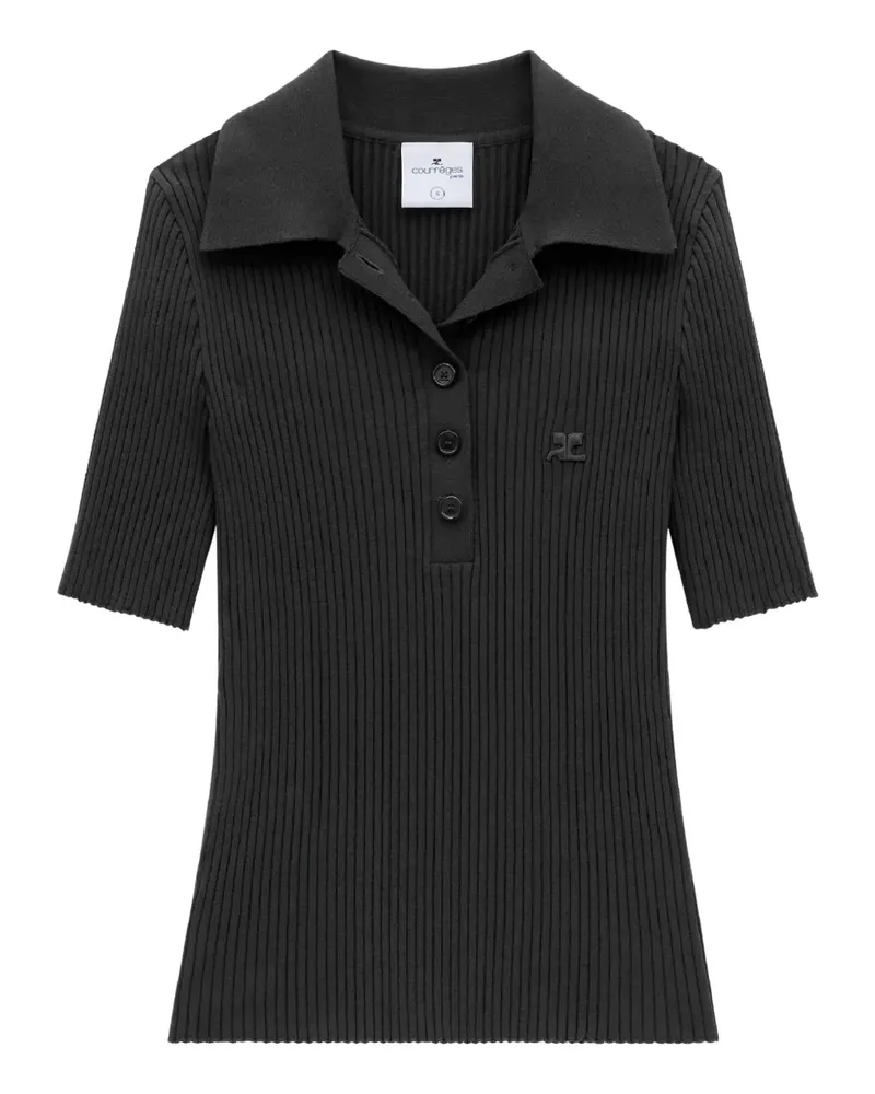 Courrèges Poloshirt mit Logo-Stickerei - Schwarz Schwarz