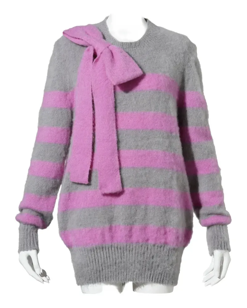 ANDREJ GRONAU bow-detail striped sweater - Grau Grau