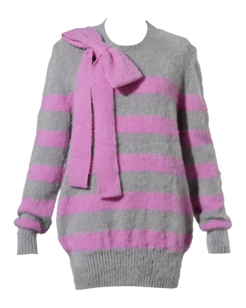 ANDREJ GRONAU bow-detail striped sweater - Grau Grau