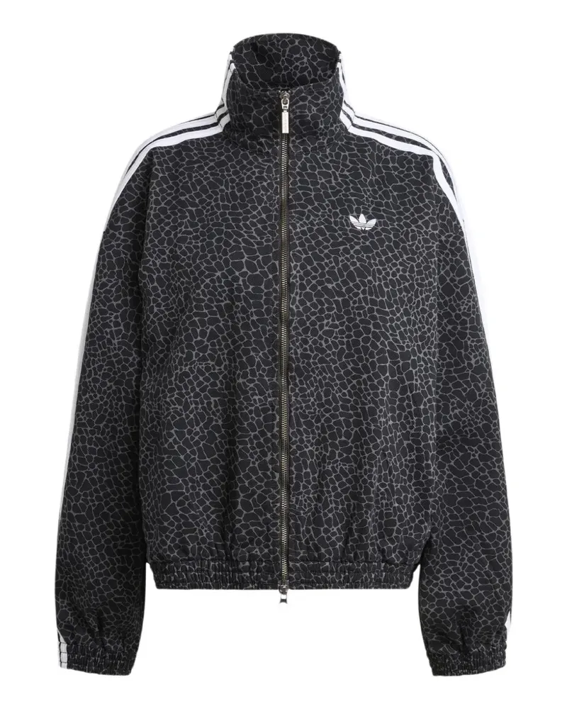 adidas striped mockneck jacket - Schwarz Schwarz