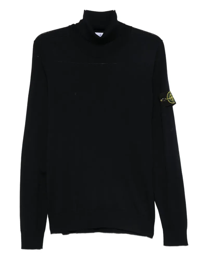 Stone Island turtleneck logo-patch sweater - Blau Blau