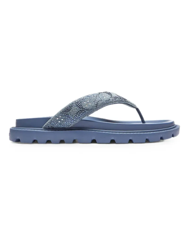 Coach crystal-embellished logo-print flip-flops - Blau Blau
