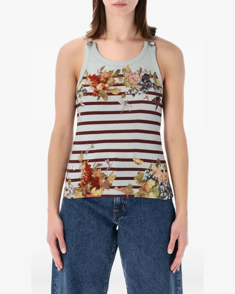 Jean Paul Gaultier ribbed floral tank top - Blau Blau
