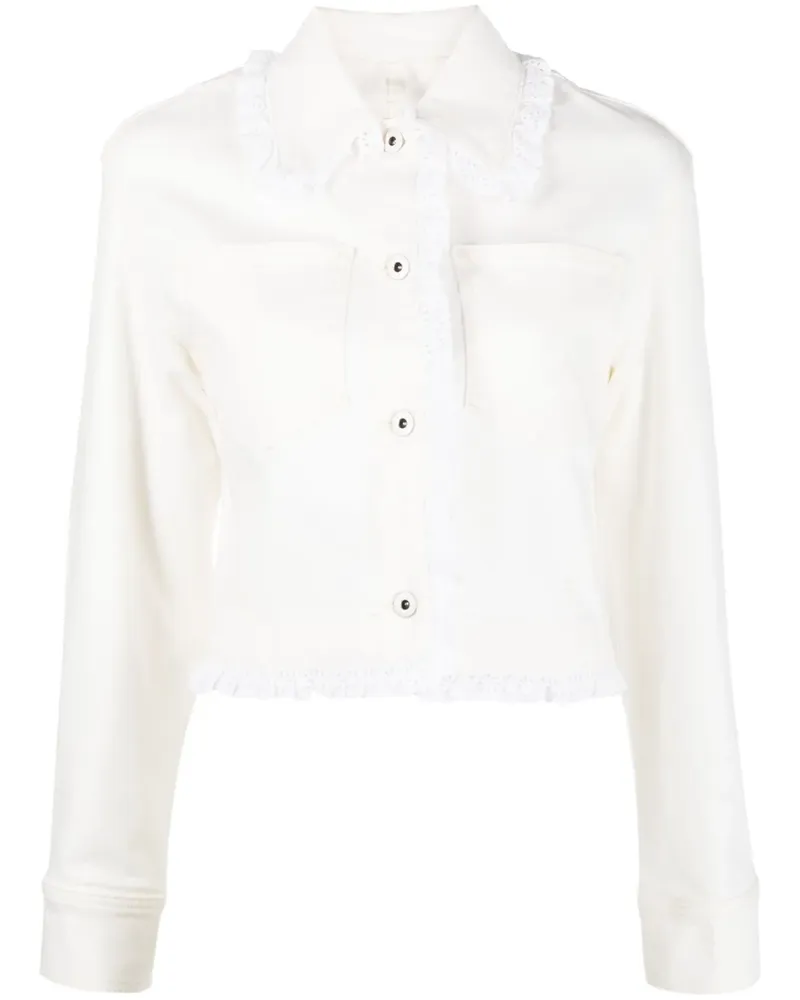 Kenzo Cropped-Jeansjacke mit Lochstickerei - Nude Nude