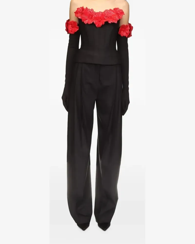 David Koma Wide-Leg-Hose mit Bundfalten - Schwarz Schwarz