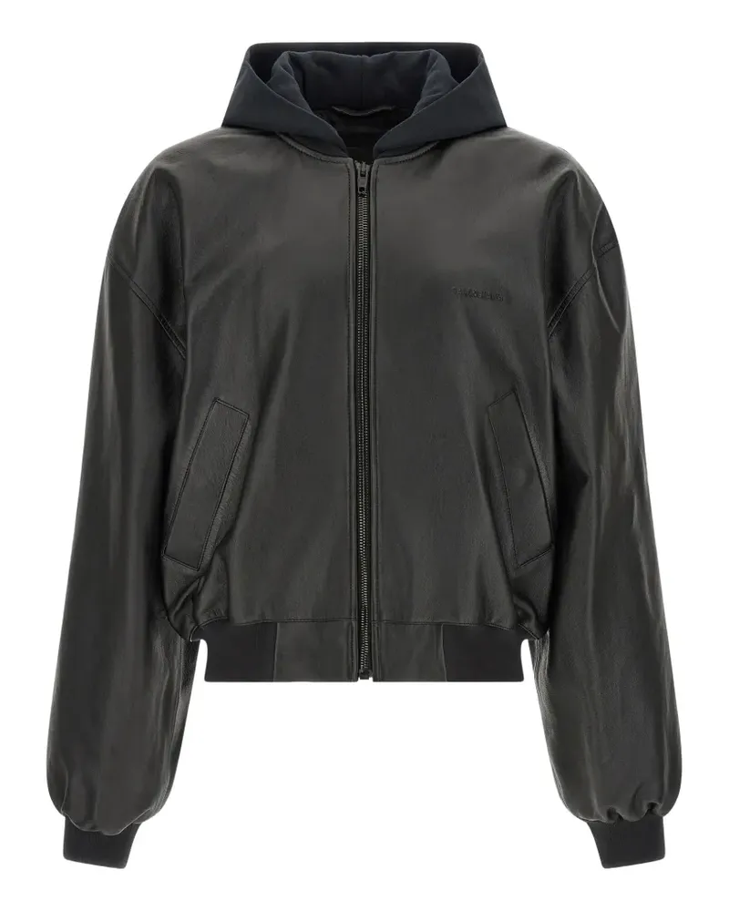 Balenciaga Salon de Couture leather bomber jacket - Schwarz Schwarz