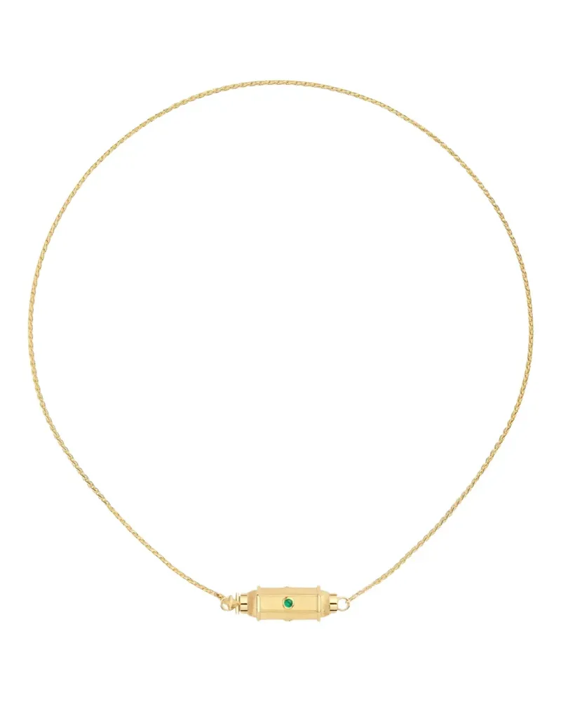 Marie Lichtenberg Micro coco emerald locket necklace - Gold Gold