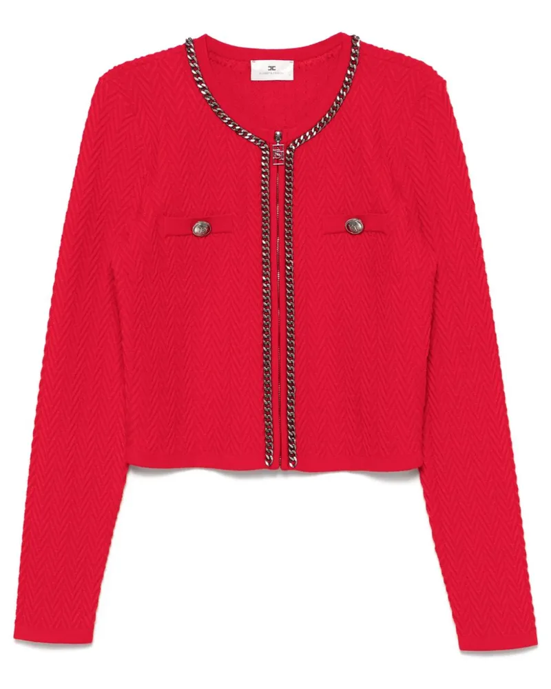 Elisabetta Franchi Cardigan mit Fischgrätenmuster - Rot Rot