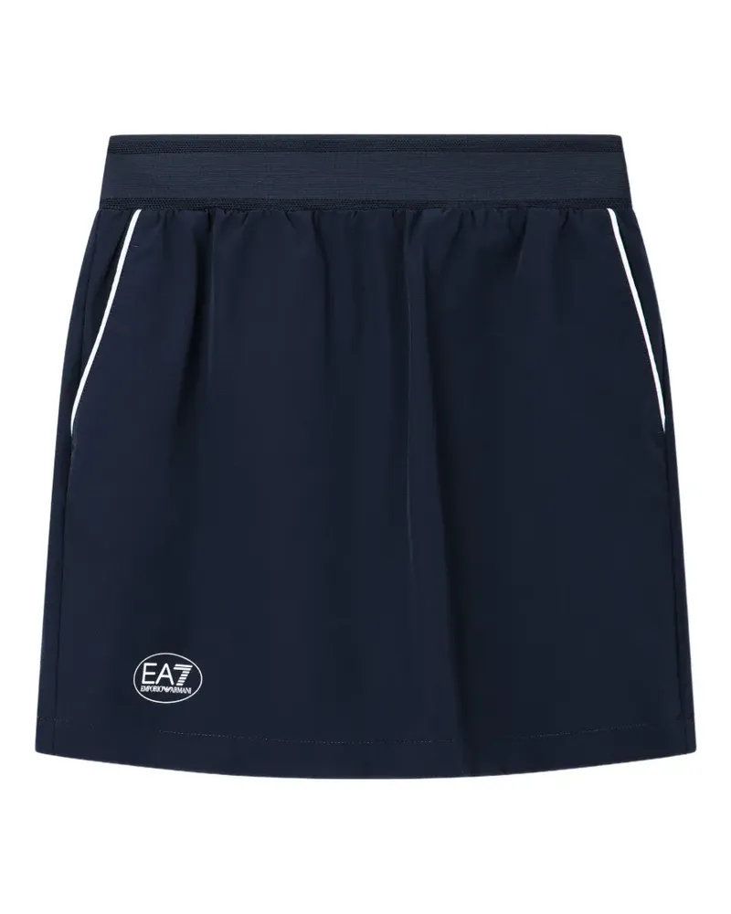 EA7 Minirock mit Logo-Print - Blau Blau