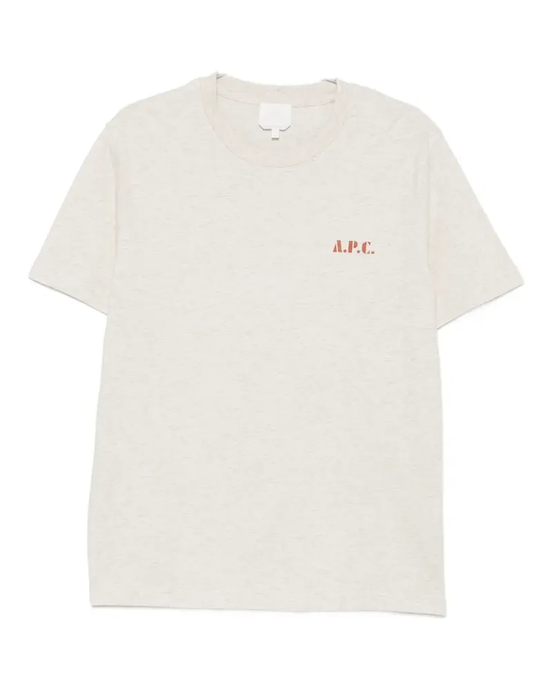 A.P.C. logo-print T-shirt - Nude Nude