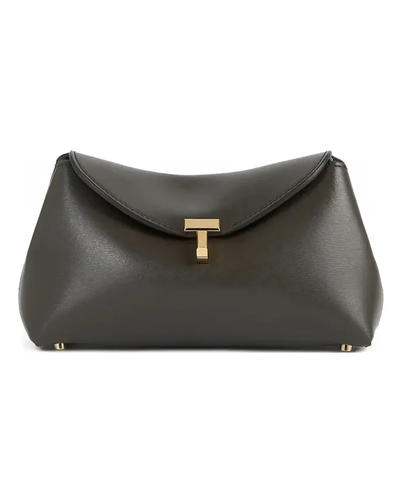 Totême Mini T-lock leather clutch bag - Braun Braun