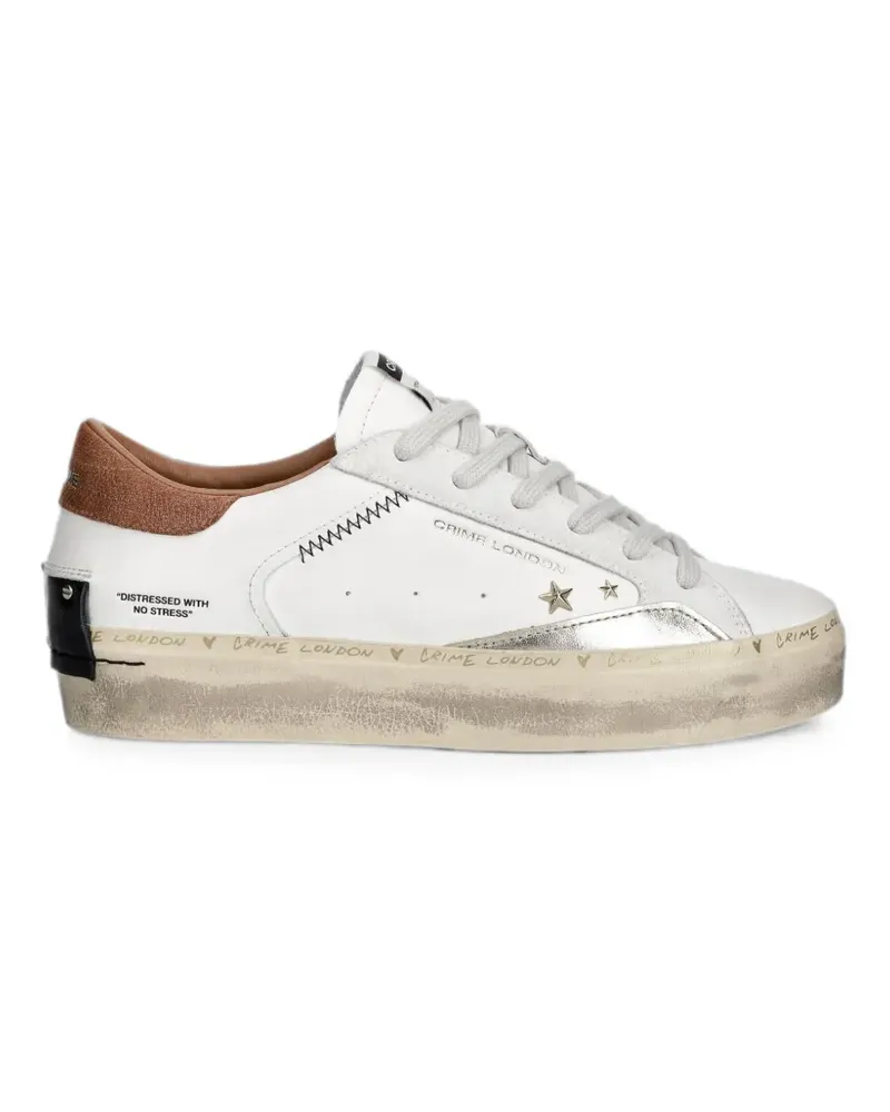 Crime Distressed star-patch sneakers - Weiß Weiß