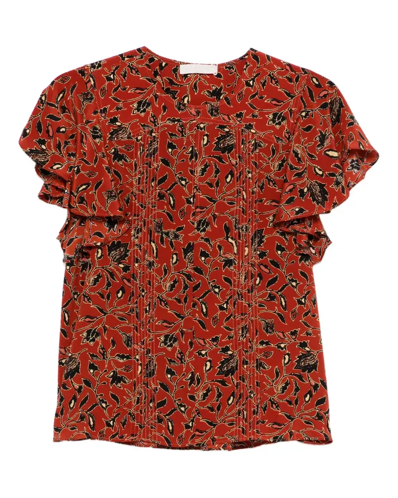 Ulla Johnson Adoni floral ruffled top - Rot Rot
