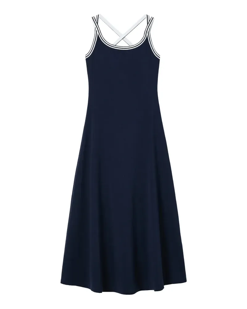 b+ab contrast-trim crossover-strap midi dress - Blau Blau