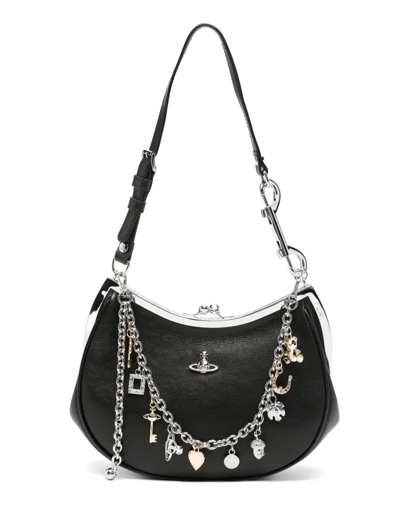 Vivienne Westwood Crush Schultertasche mit Anhänger - Schwarz Schwarz