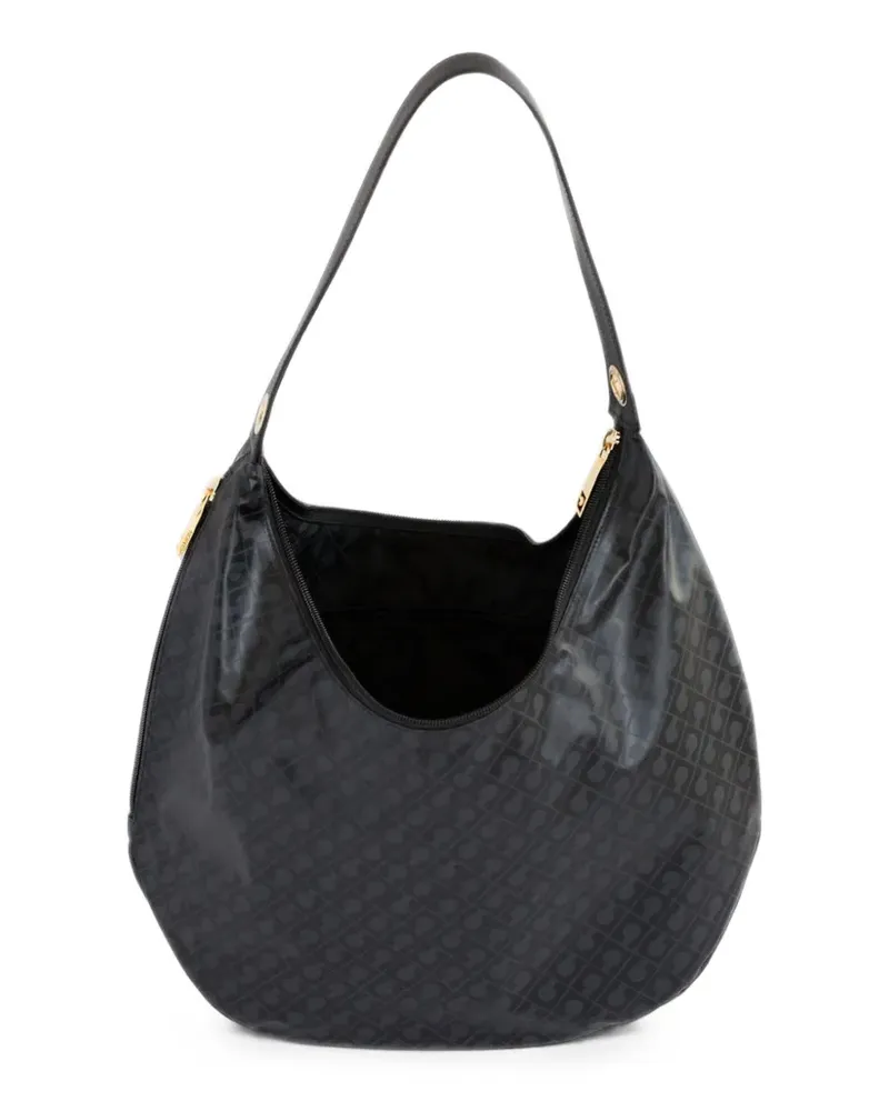 Gherardini logo-pattern curved shoulder bag - Schwarz Schwarz