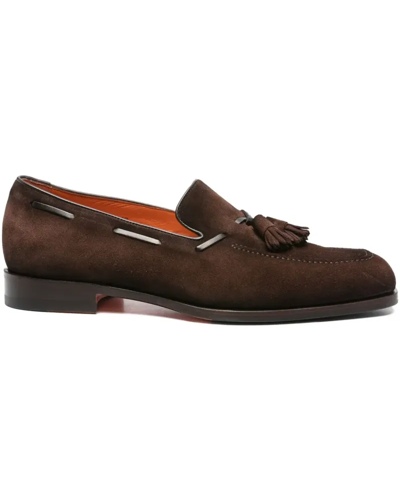 Santoni Loafer aus Wildleder mit Quasten - Braun Braun