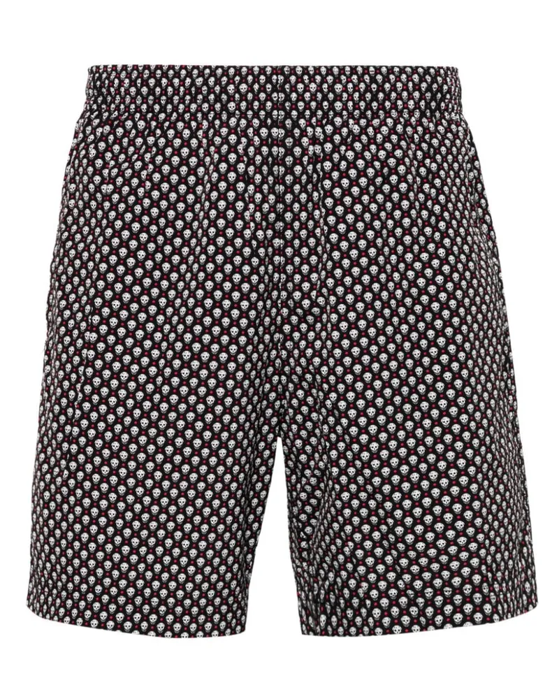 Alexander McQueen Badeshorts mit Totenkopf-Print Schwarz