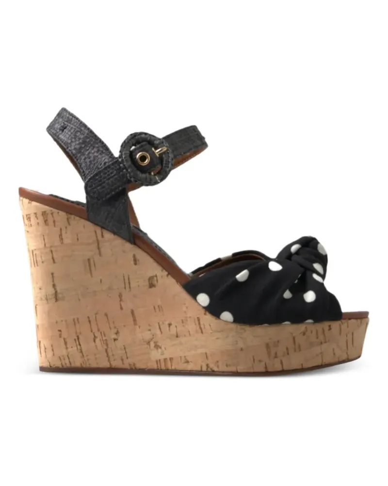 Dolce & Gabbana Wedge-Sandalen mit Polka Dots - Schwarz Schwarz