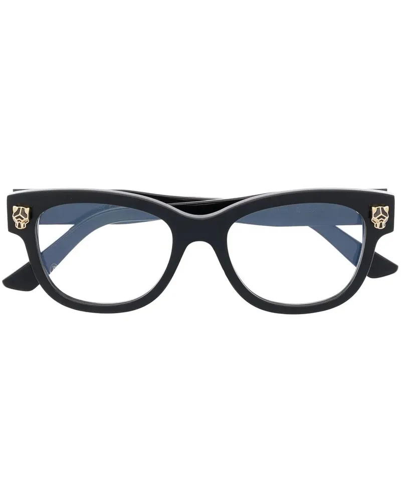 Cartier Eckige Brille mit Panter-Schild - Schwarz Schwarz