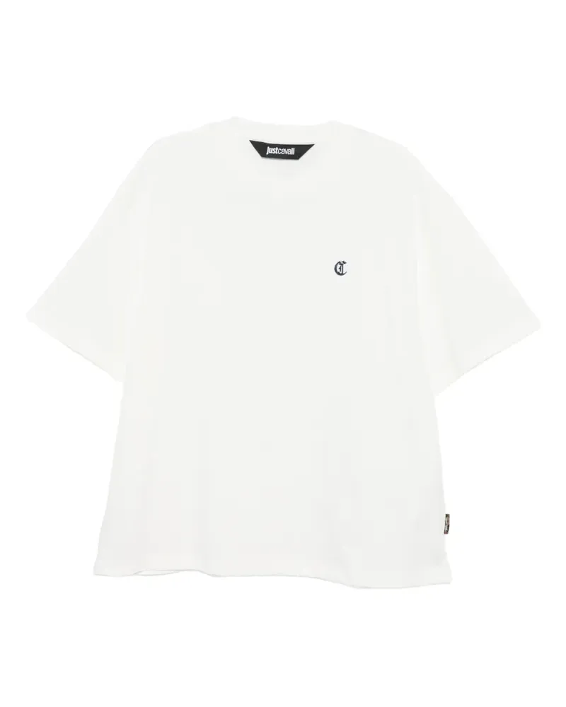 Just Cavalli T-Shirt mit Blumenstickerei - Weiß Weiß