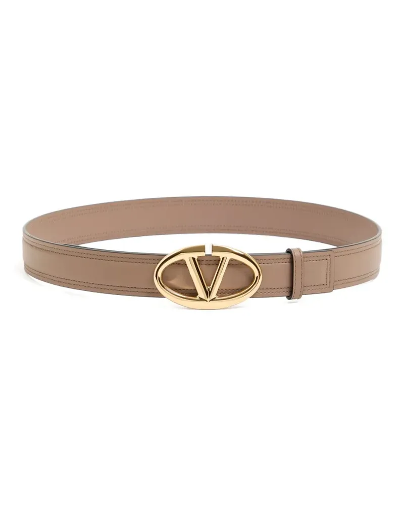 Valentino Garavani VLogo The Bold Edition Gürtel aus glänzendem Kalbsleder 30 mm - Braun Braun