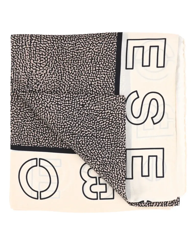 Borbonese Schal mit Logo-Muster - Nude Nude