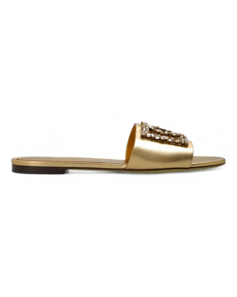 Dolce & Gabbana crystal-embellished leather sandals - Gold Gold