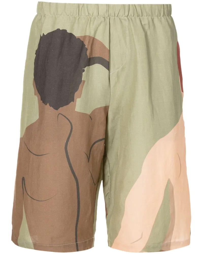 Amir Slama Segelshorts mit grafischem Print - Grün Grün