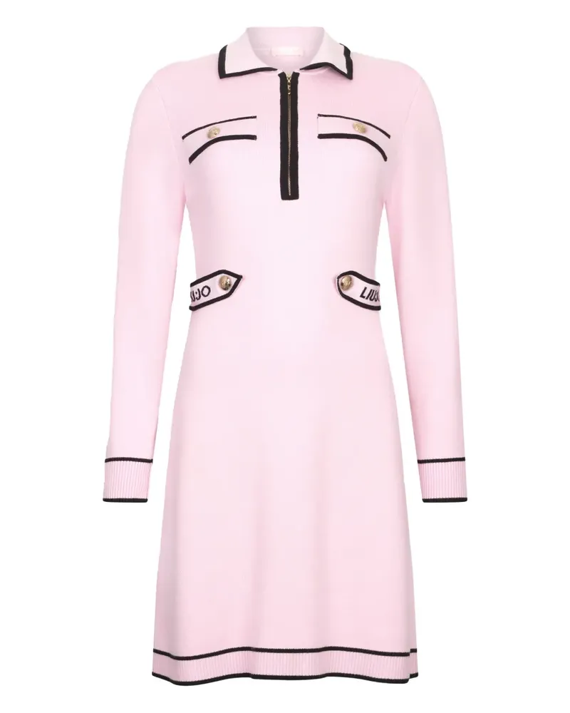Liu Jo Gestreiftes Minikleid mit Polokragen - Rosa Rosa
