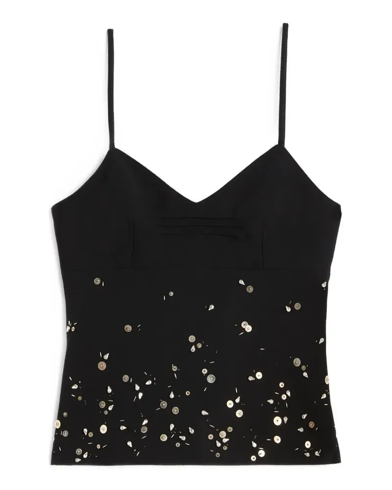 Jil Sander Top mit Pailletten - Schwarz Schwarz