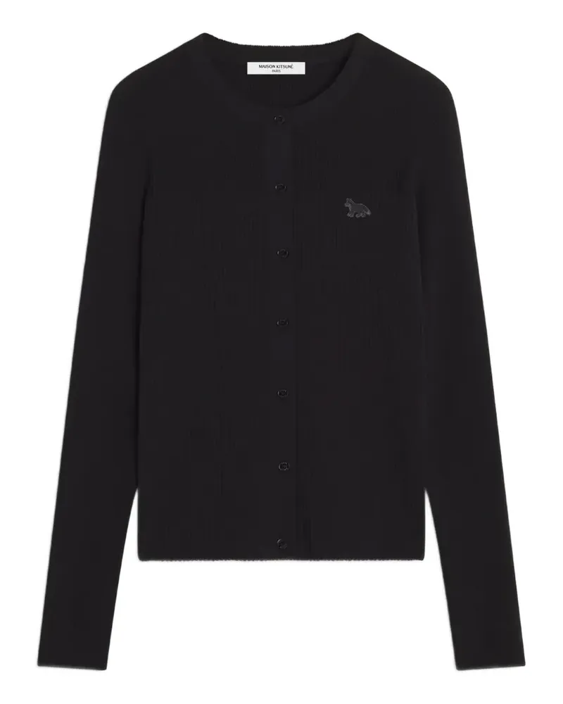 Kitsuné fox patch cardigan - Schwarz Schwarz