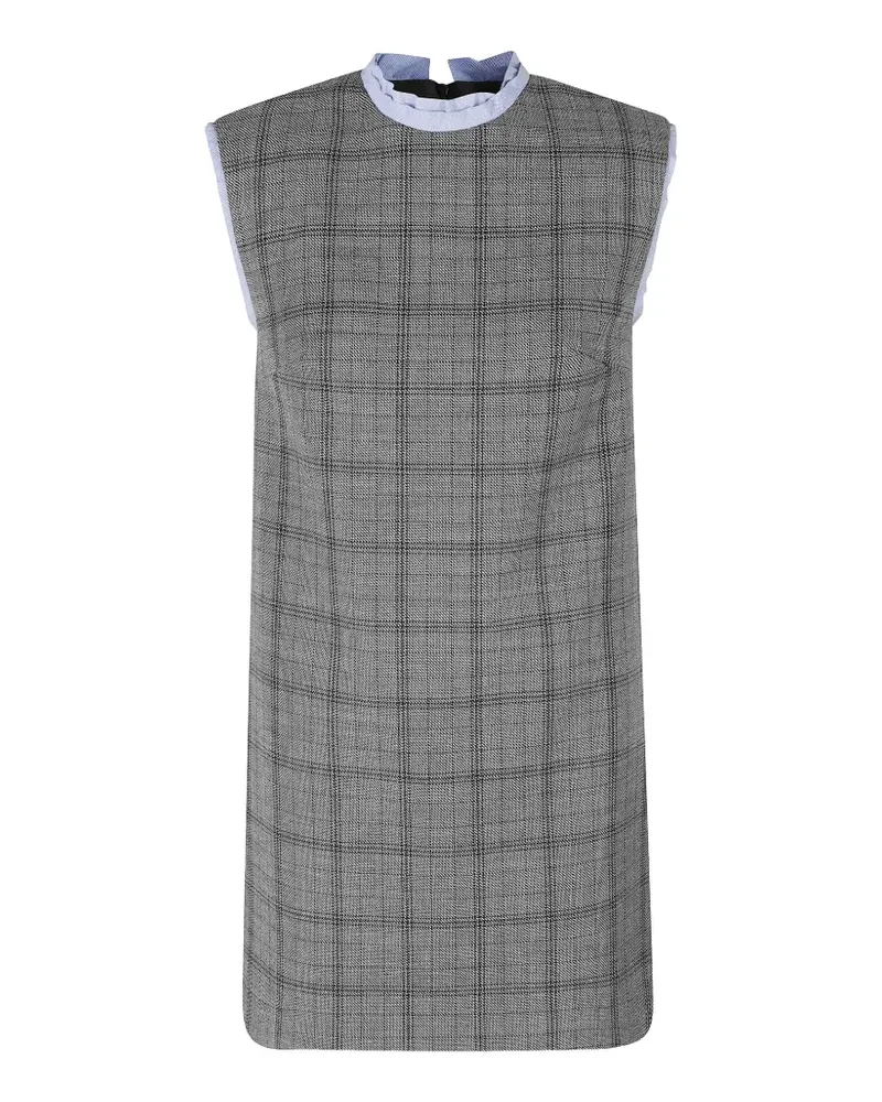 TELA check-pattern ruffled-trim mini dress - Grau Grau