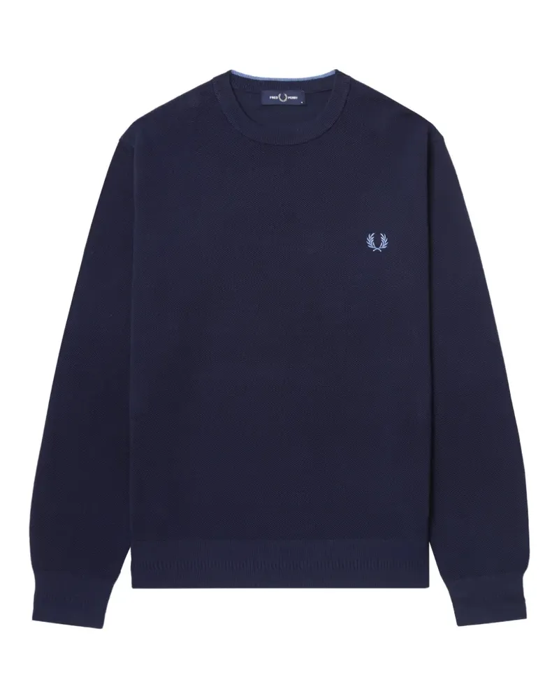 Fred Perry Pullover aus Waffelstrick mit Logo-Stickerei - Blau Blau