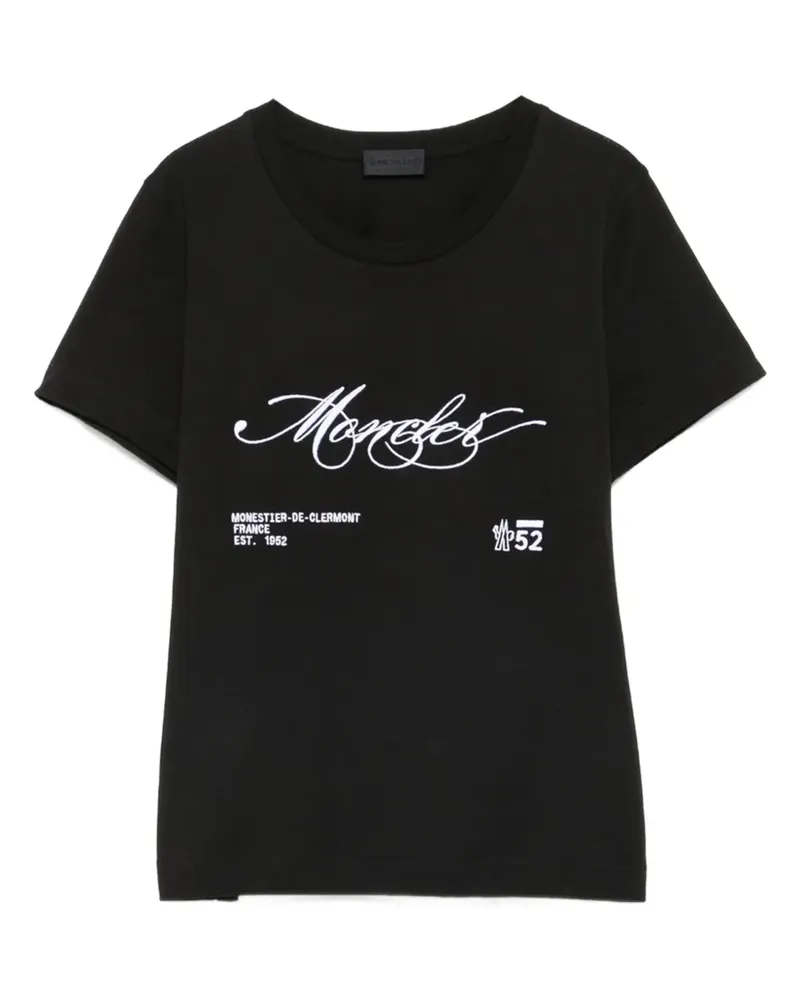 Moncler T-Shirt mit Logo-Stickerei - Schwarz Schwarz