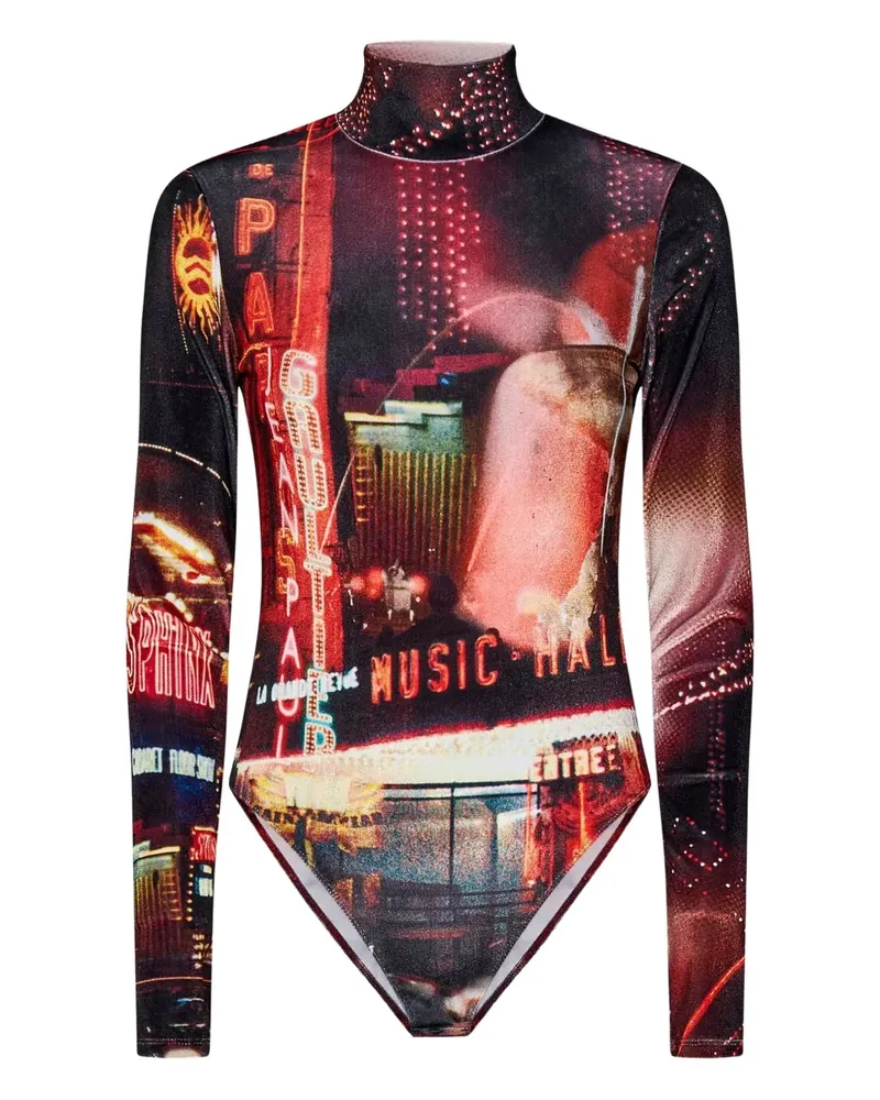 Jean Paul Gaultier The Velvet Pigalle Body mit Stehkragen - Rot Rot
