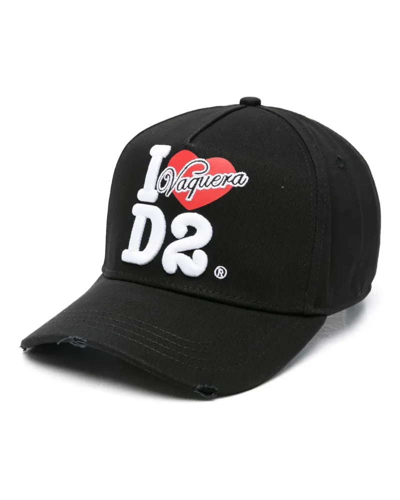 Dsquared2 Baseballkappe im Distressed-Look - Schwarz Schwarz