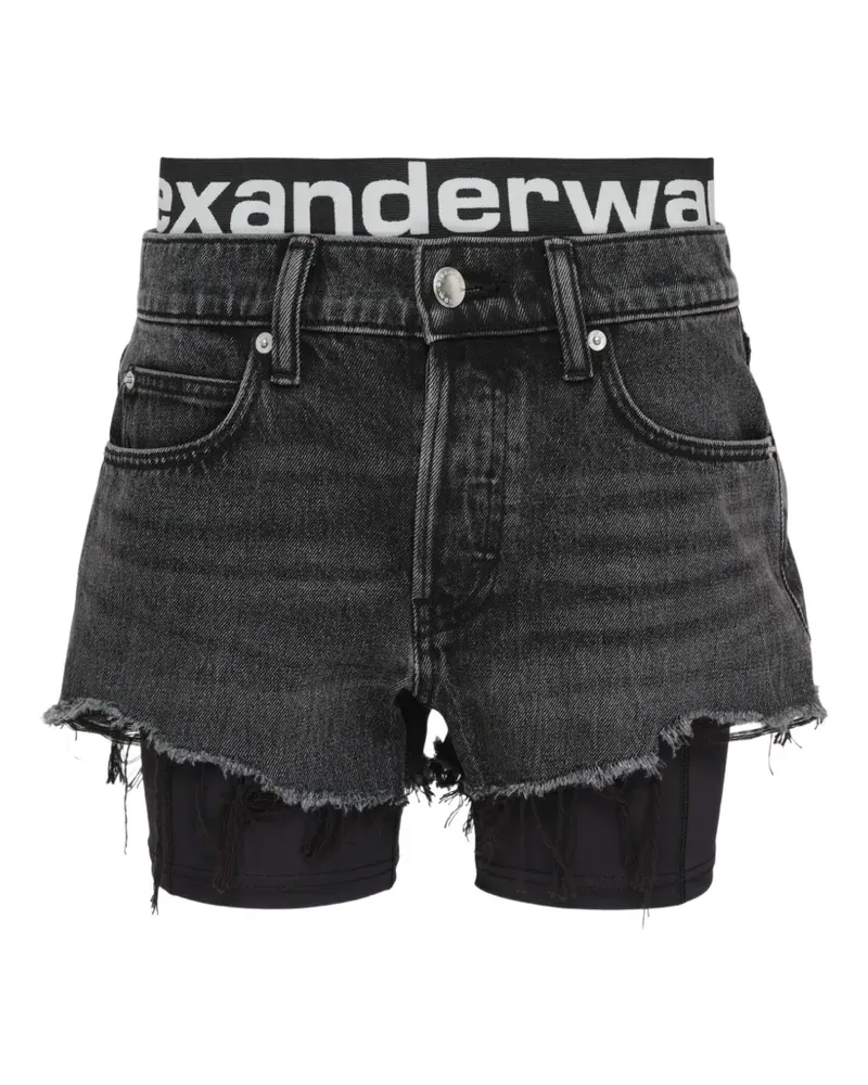 Alexander Wang Shorts im Layering-Look mit Logo - Schwarz Schwarz
