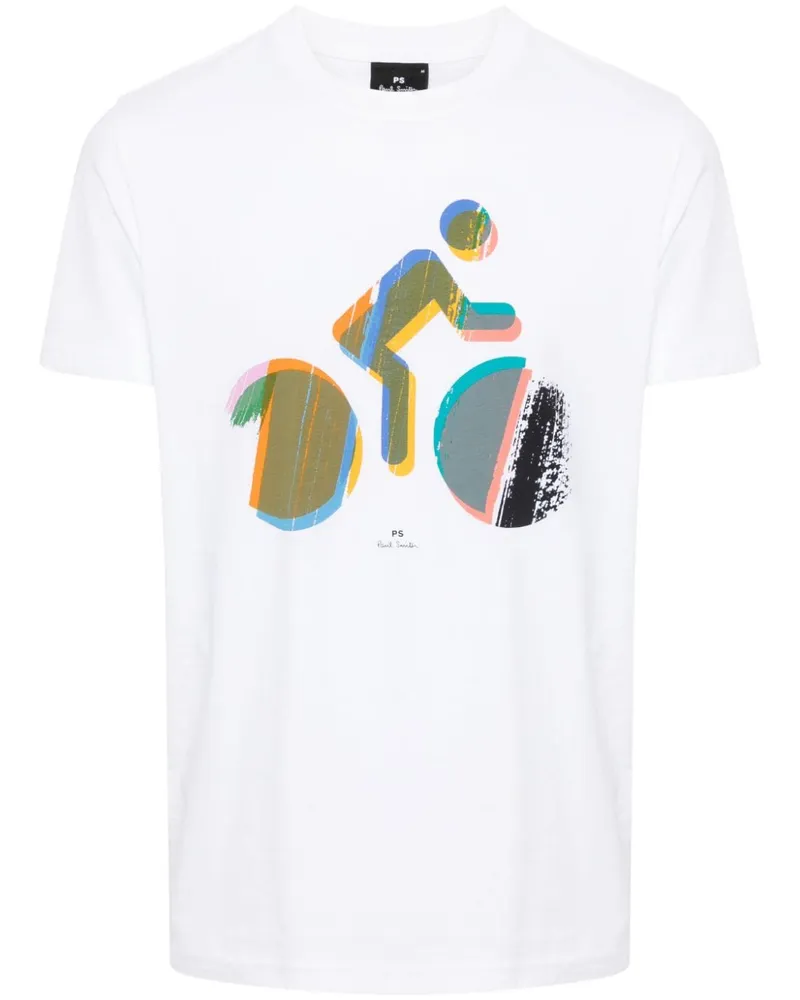 Paul Smith T-Shirt mit Biker-Print Weiß