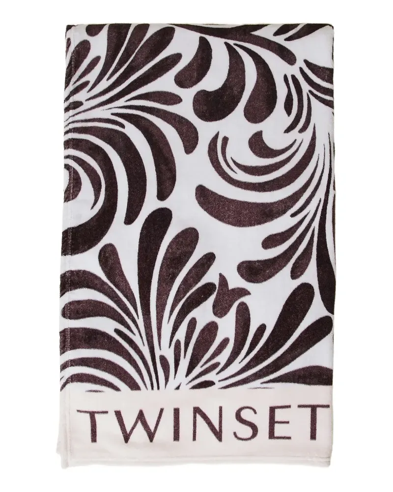 Twin-Set Strandtuch mit Logo - Weiß Weiß
