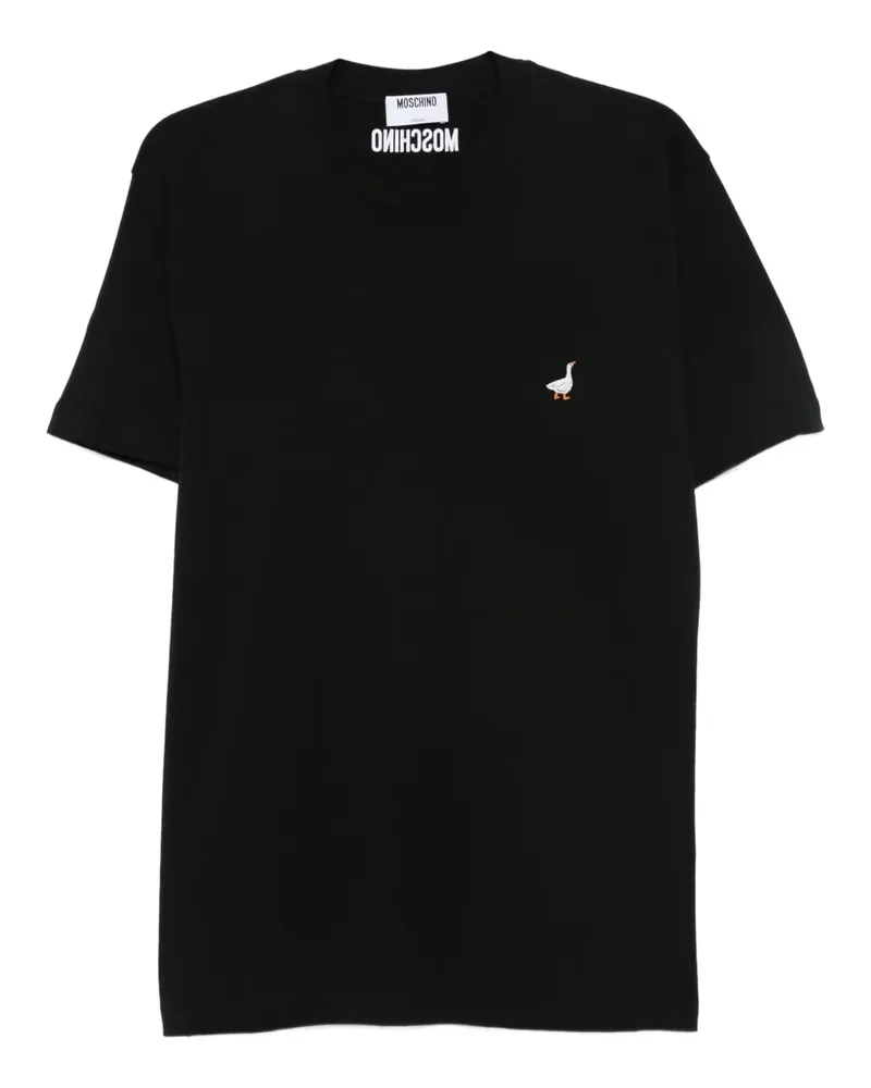 Moschino T-Shirt mit Gänsestickerei - Schwarz Schwarz