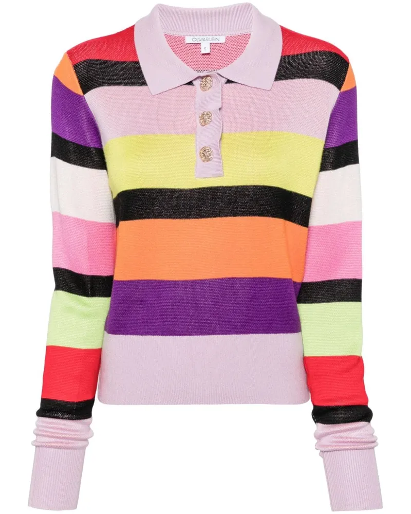 Olivia Rubin Gestreifter Pullover mit Poloshirtkragen - Violett Violett
