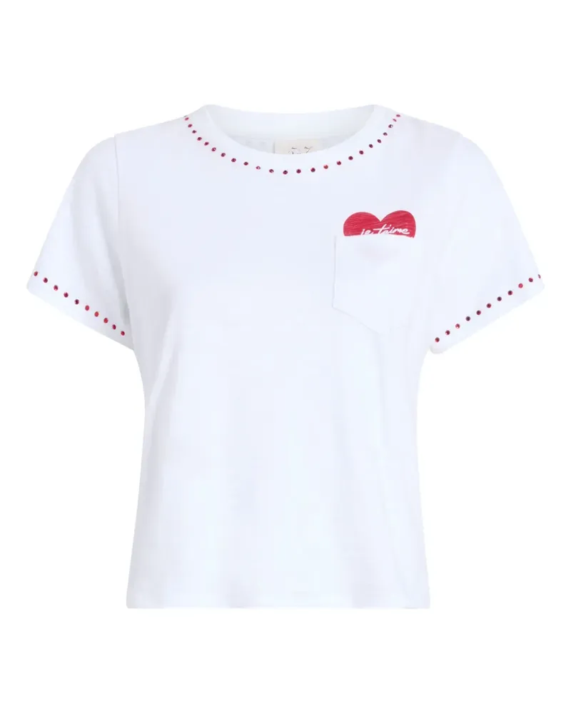 Cinq à Sept T-Shirt mit Herztasche - Weiß Weiß