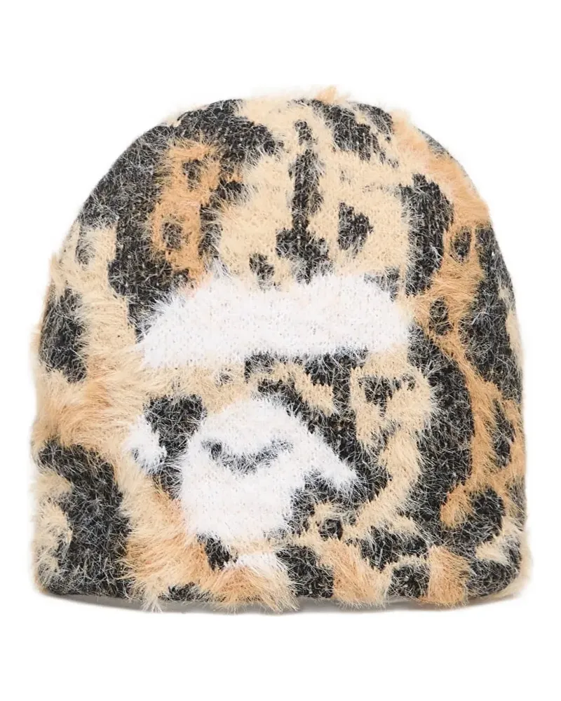 BAPE Wild leopard-pattern beanie hat - Nude Nude