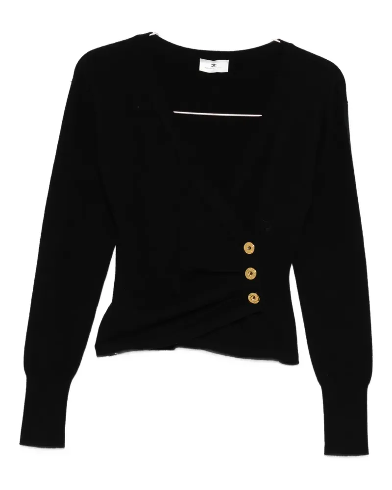 Elisabetta Franchi Gewickelter Pullover mit Knöpfen - Schwarz Schwarz