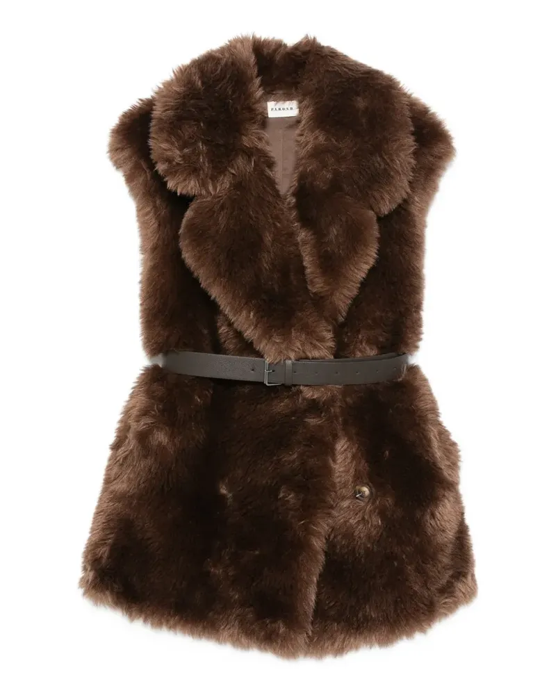 P.A.R.O.S.H. P.A.R.O H. Weste aus Faux Fur mit Gürtel - Braun Braun