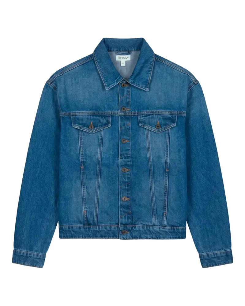 OFF-WHITE logo-print denim jacket - Blau Blau