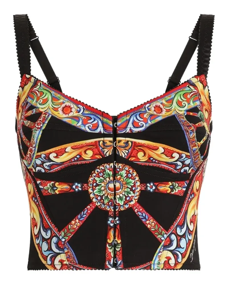 Dolce & Gabbana Charmeuse-Top mit Carretto-Print - Schwarz Schwarz